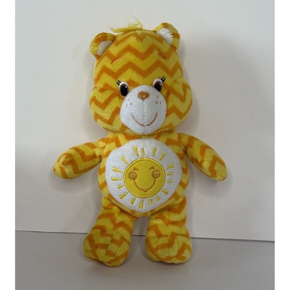 Care Bears FUNSHINE Bear 8” Chevron Striped Plush Stuffed Animal Toy Yellow - Picture 1 of 12
